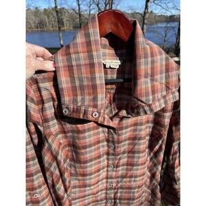 Royal Robbins Plaid Blouse in Brown and Tan